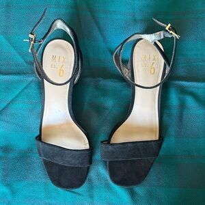 Mix No. 6 Black Suede Ankle-Strap Heels